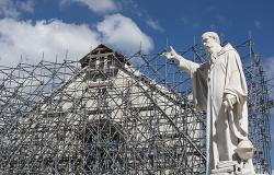 Basilica di San Benedetto under construction in 2020